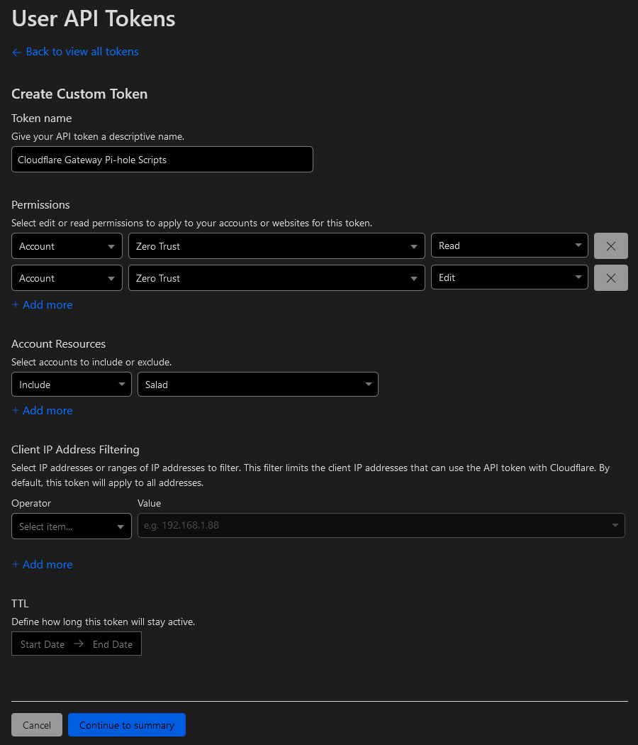 Creating API Token